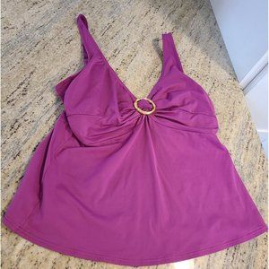 Coco Reef Size 34D Pink Tankini Top Gold Tone Bamboo Ring